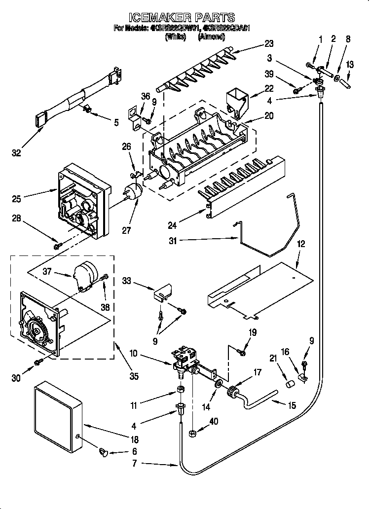 KitchenAid 4KSRS22QDW01 icemaker diagram