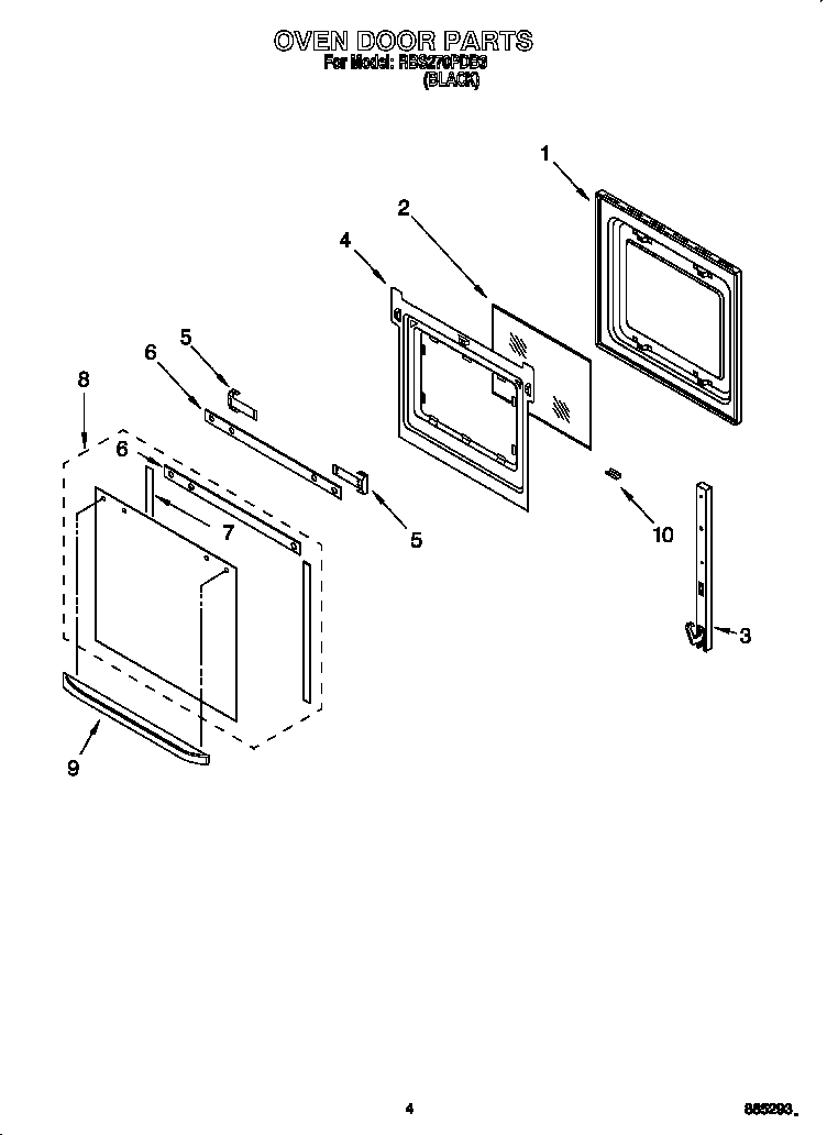 Whirlpool RBS270PDB3 oven door diagram