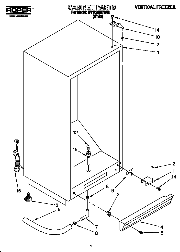 Roper RV1299RBW00 cabinet diagram