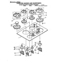 KitchenAid KGCT365XWH2 cooktop,burner and grate diagram