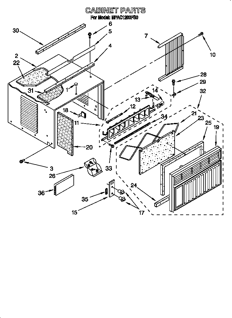 Whirlpool BPAC1200FS0 cabinet diagram