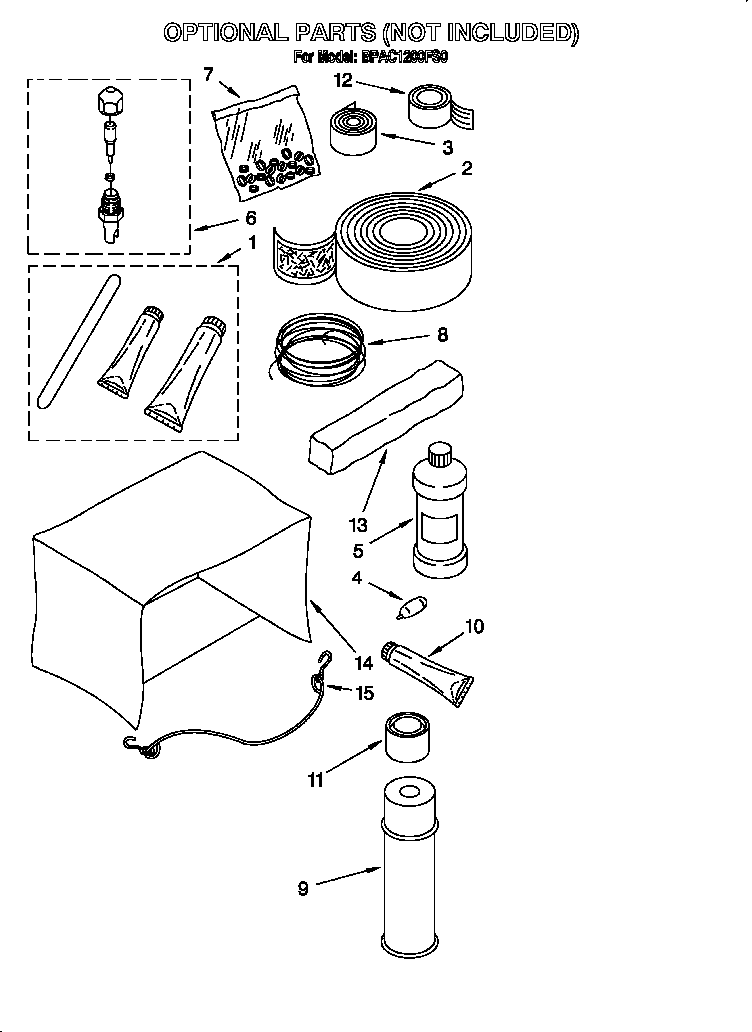 Whirlpool BPAC1200FS0 optional parts (not included) diagram