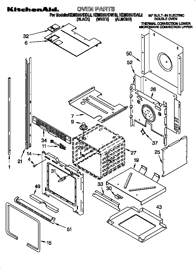 KitchenAid KEMS307DBL2 oven diagram