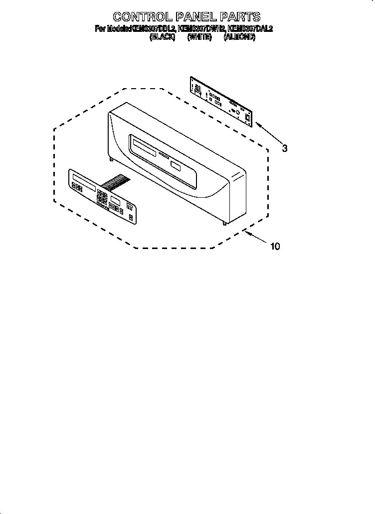 KitchenAid KEMS307DBL2 control panel diagram
