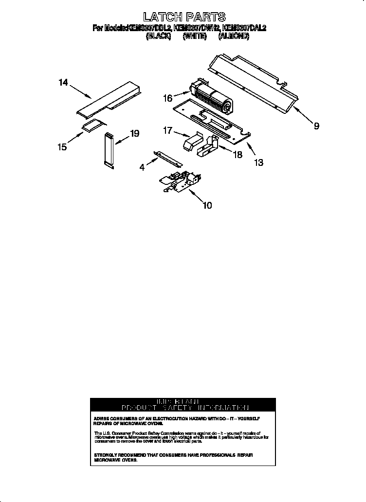 KitchenAid KEMS307DBL2 latch diagram