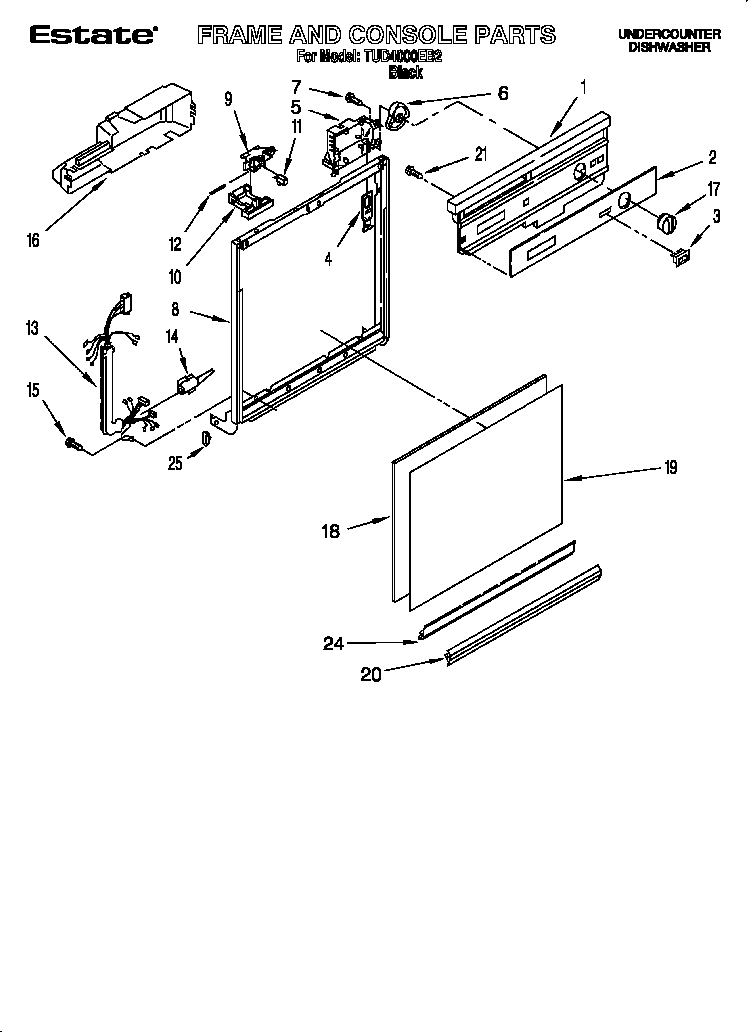 Whirlpool TUD4000EB2 frame and console diagram