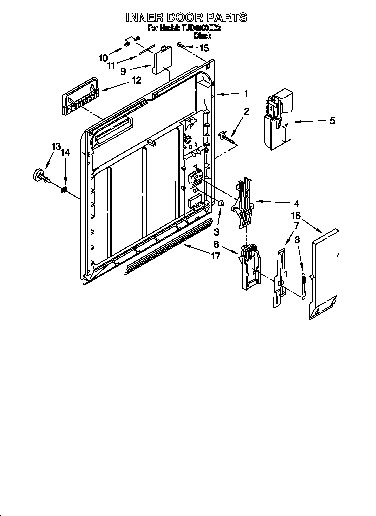 Whirlpool TUD4000EB2 inner door diagram