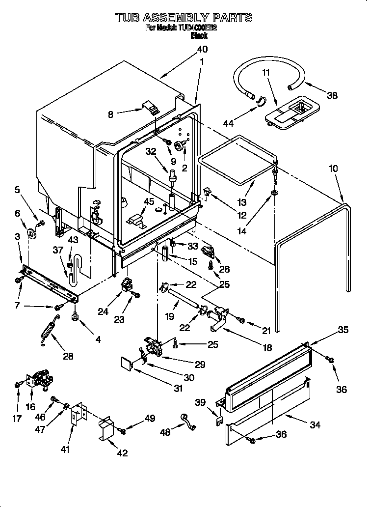 Whirlpool TUD4000EB2 tub assembly diagram