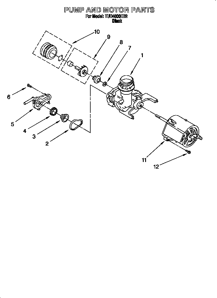 Whirlpool TUD4000EB2 pump and motor diagram