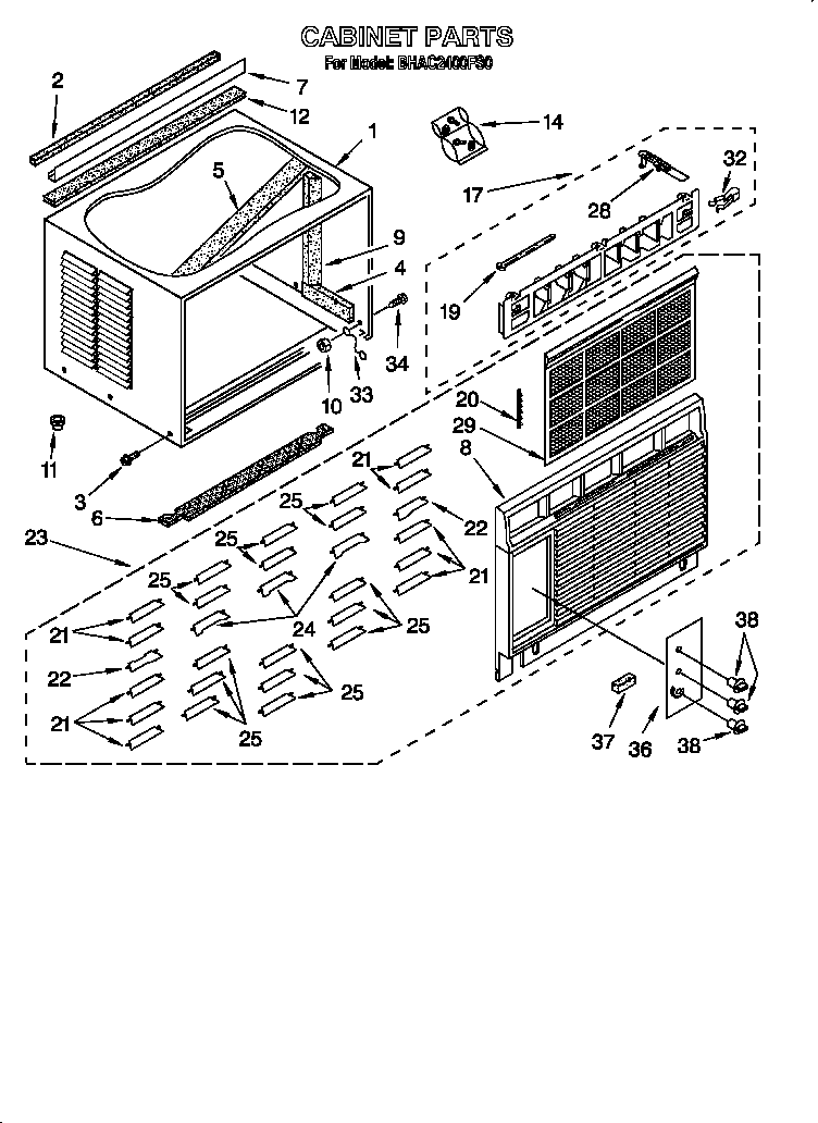 Whirlpool BHAC2400FS0 cabinet diagram