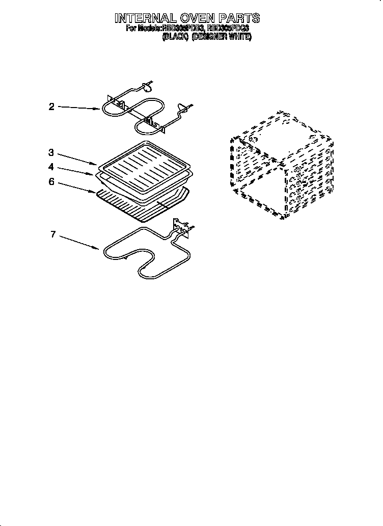 Whirlpool RBD305PDB3 internal oven diagram