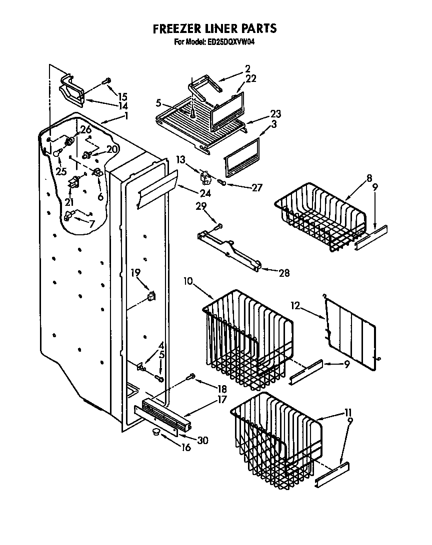 Whirlpool ED25DQXVP04 freezer liner diagram