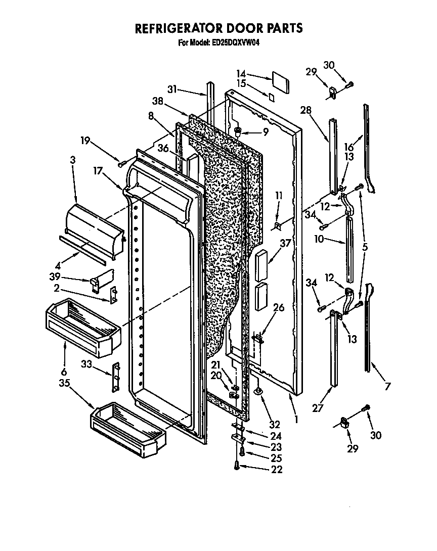 Whirlpool ED25DQXVP04 refrigerator door diagram