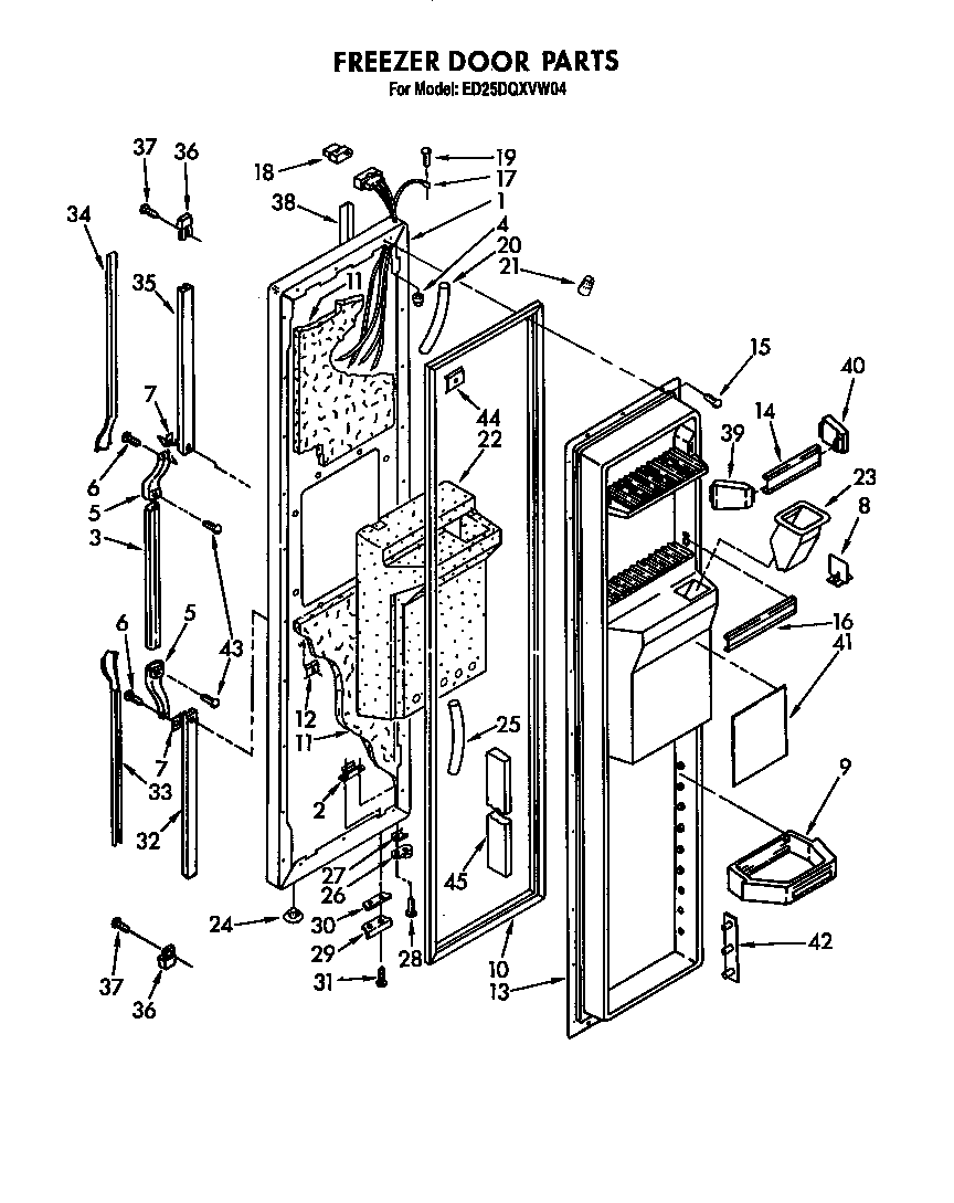 Whirlpool ED25DQXVP04 freezer door diagram