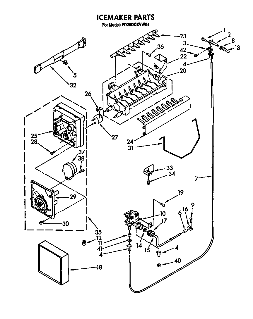 Whirlpool ED25DQXVP04 icemaker diagram