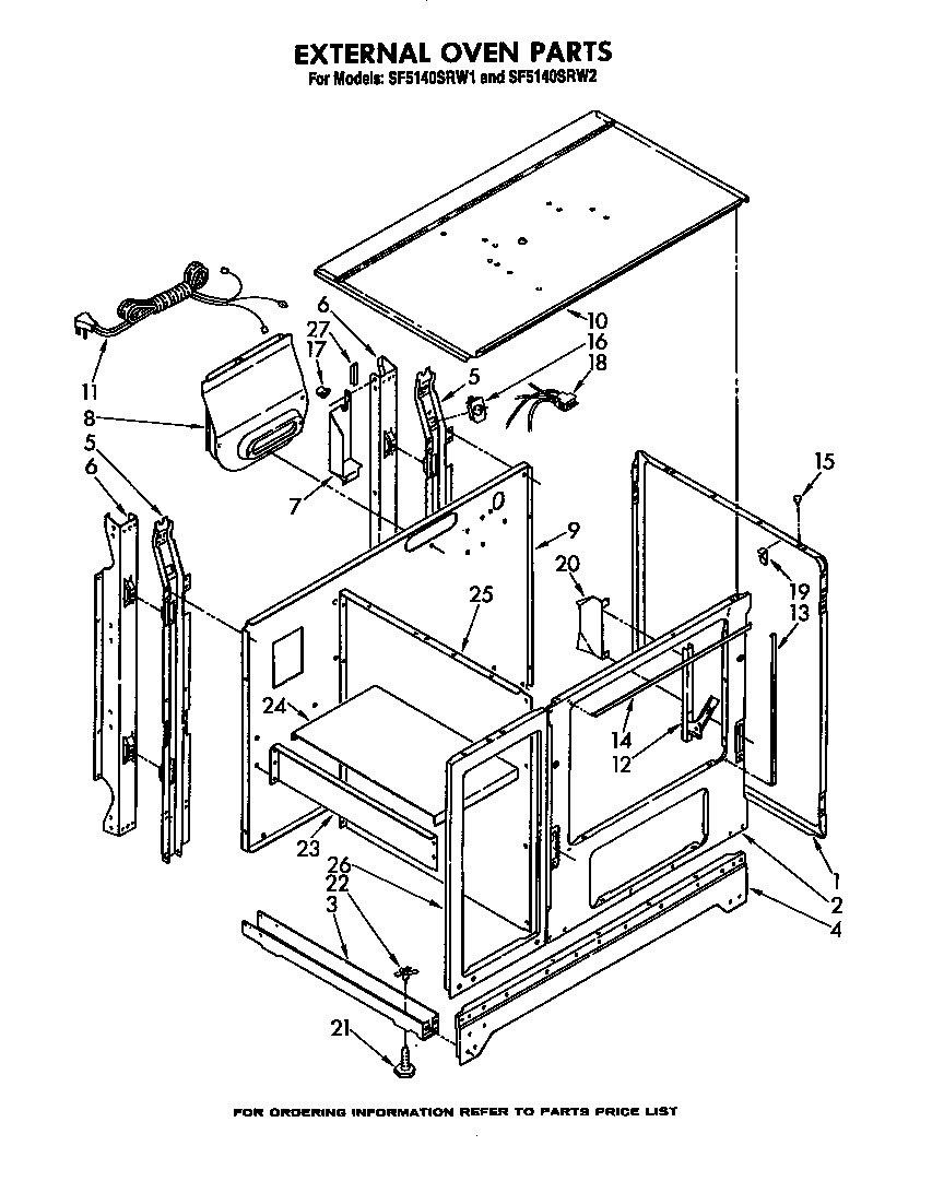 Whirlpool SF5140SRW1 external oven diagram