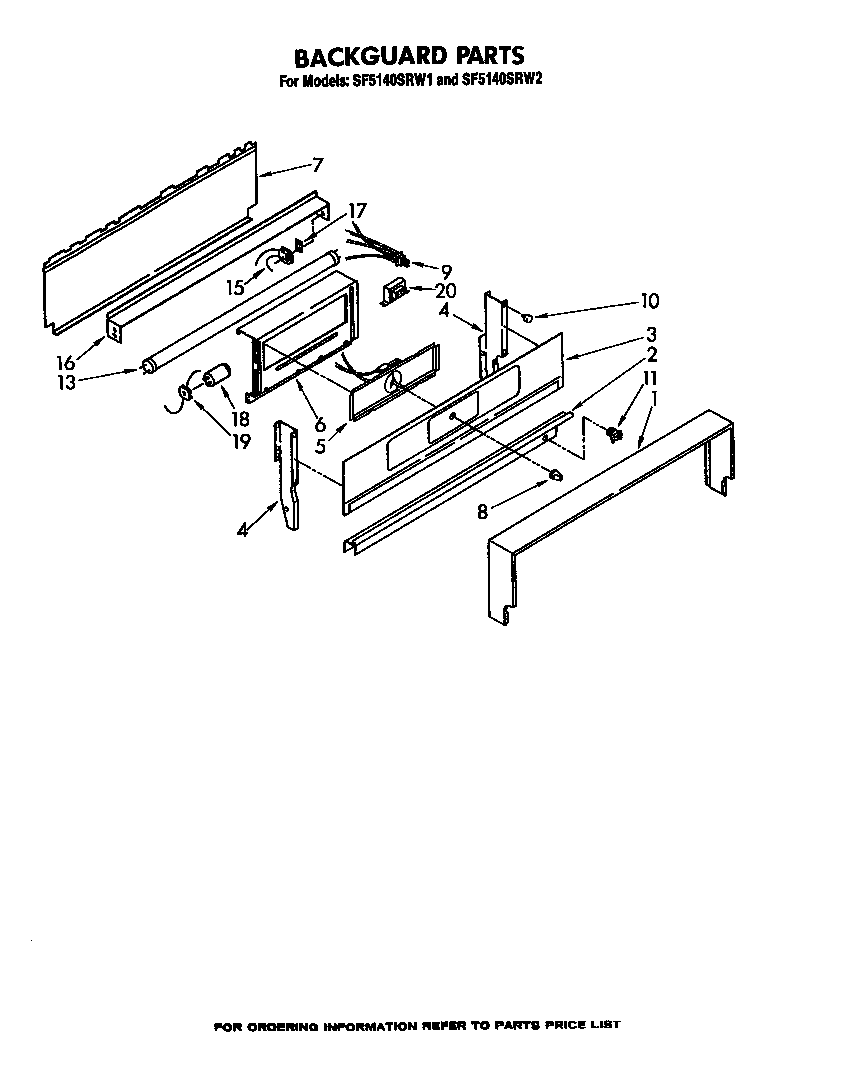 Whirlpool SF5140SRW1 backguard diagram