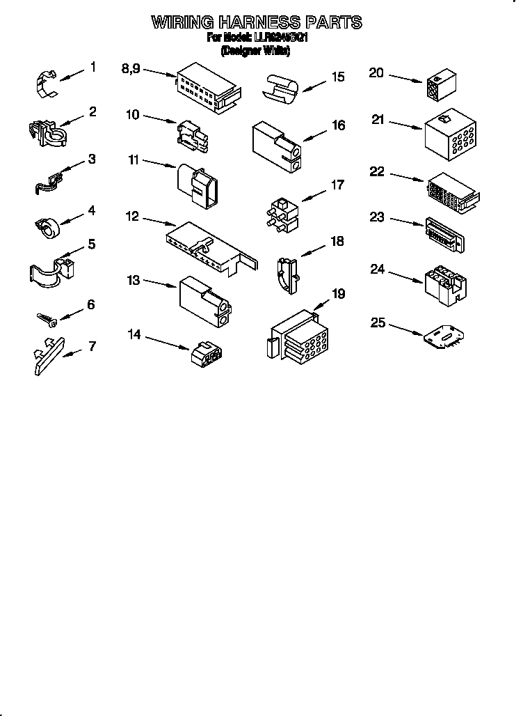 Whirlpool LLR9245BQ1 wiring harness diagram