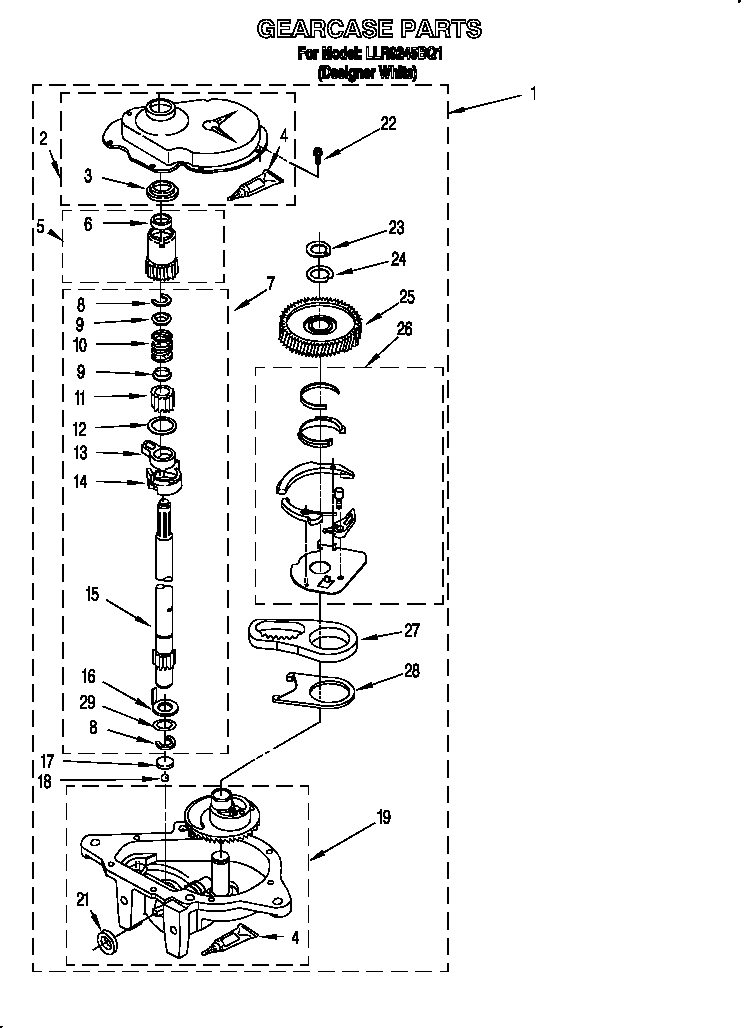 Whirlpool LLR9245BQ1 gearcase diagram