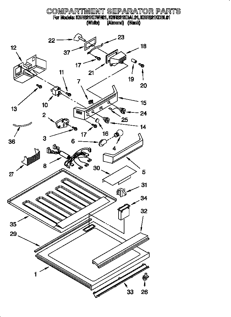 KitchenAid KBRS21KDWH01 compartment separator diagram