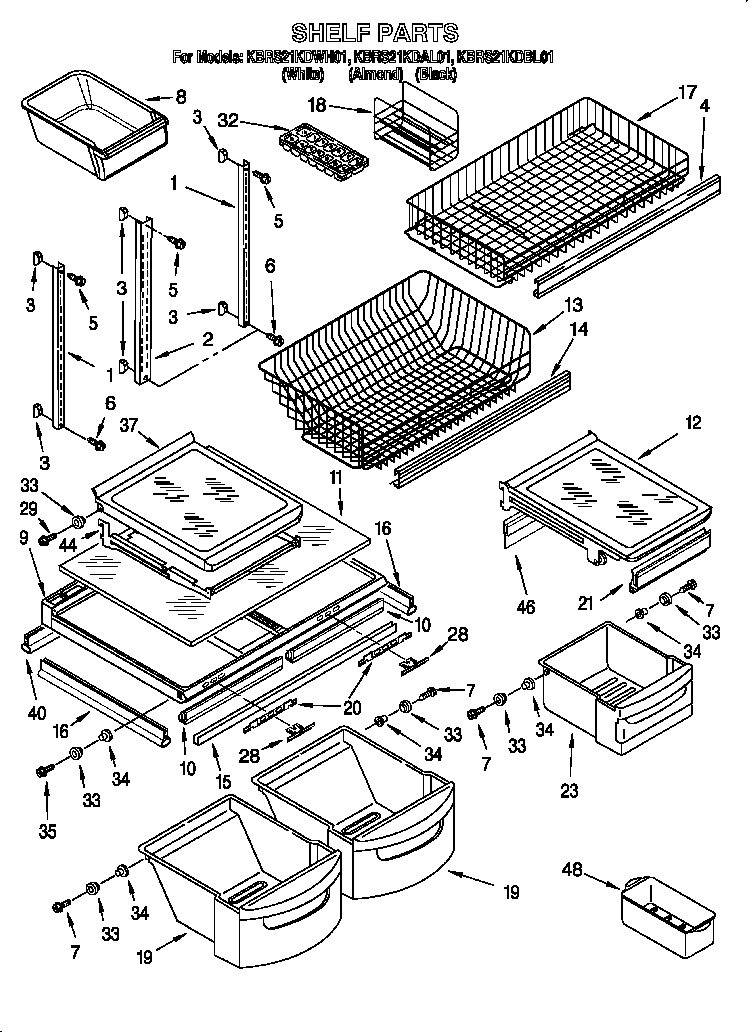KitchenAid KBRS21KDWH01 shelf diagram