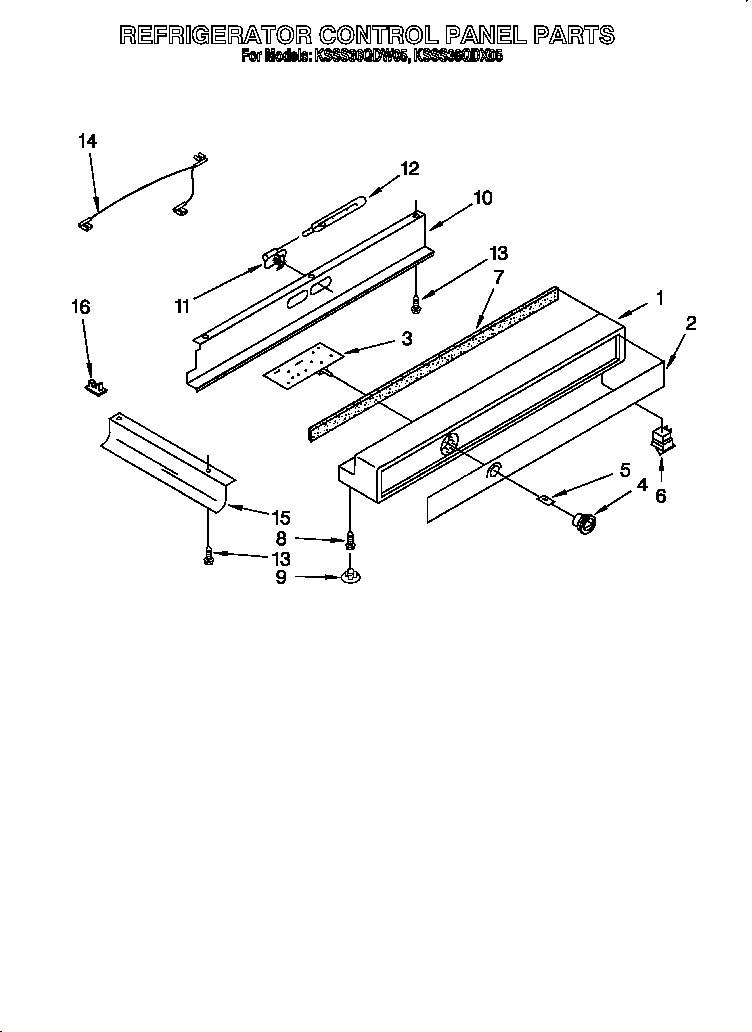 KitchenAid KSSS36QDX05 refrigerator control panel diagram