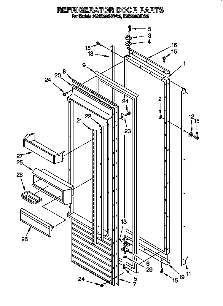 KitchenAid KSSS36QDX05 refrigerator door diagram