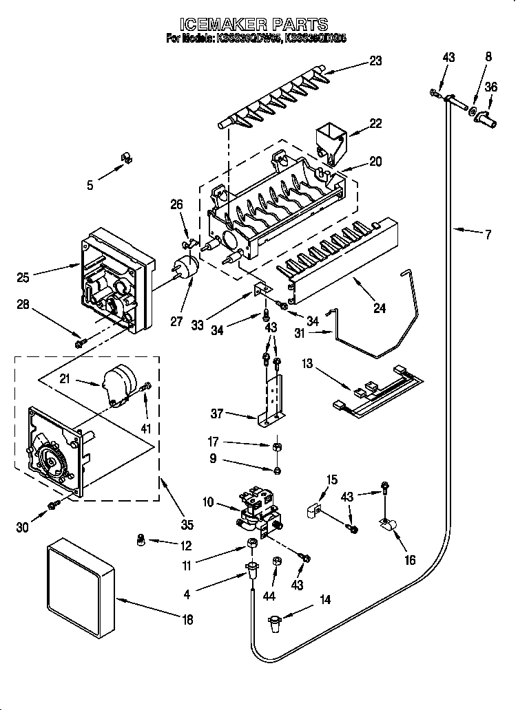 KitchenAid KSSS36QDX05 ice maker diagram