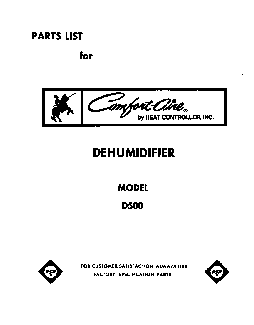 Whirlpool D500 front cover-text only diagram