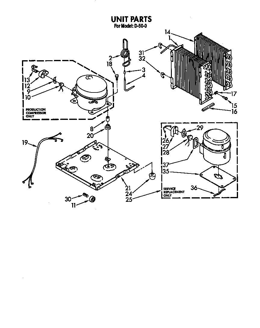 Whirlpool D500 unit parts diagram