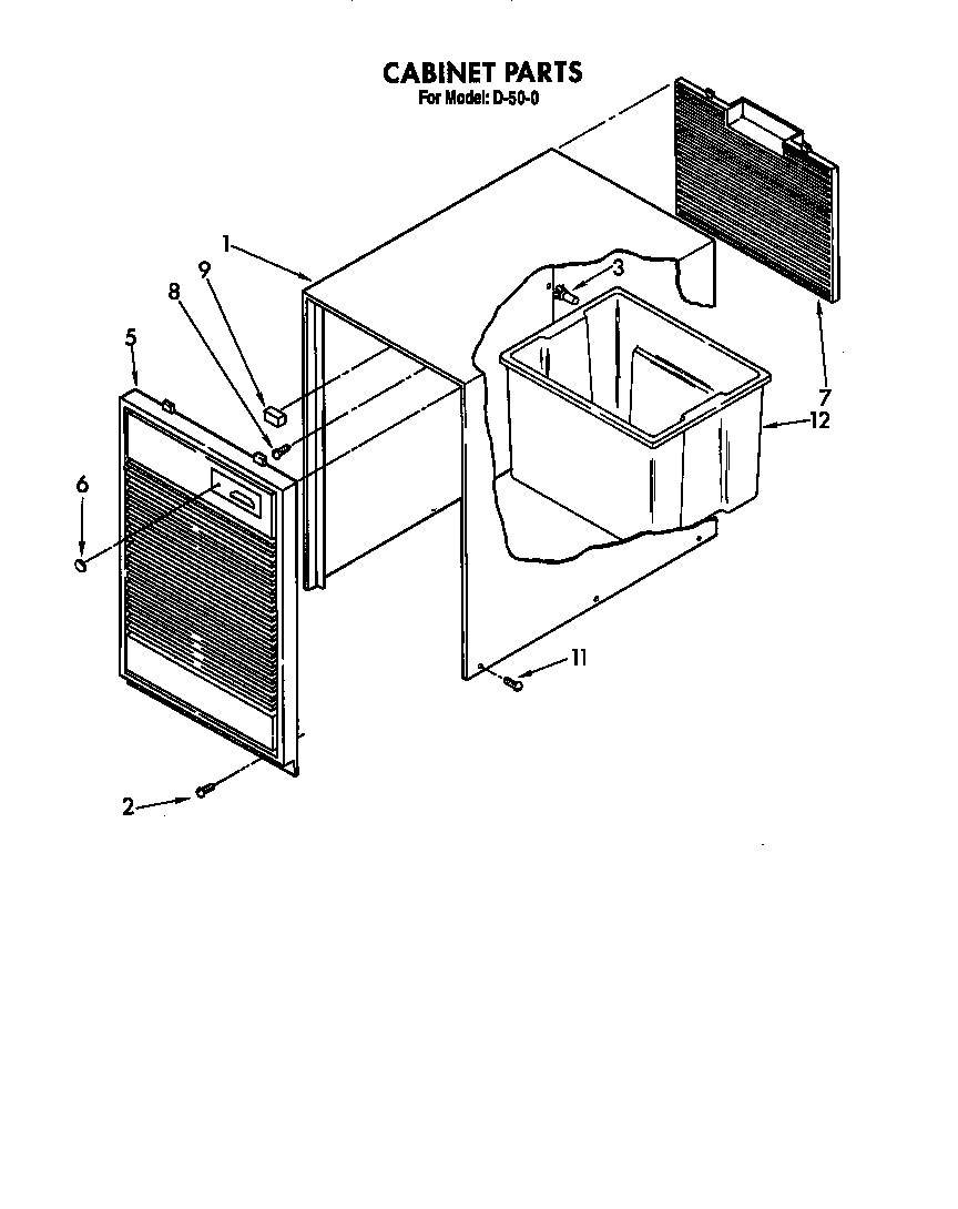 Whirlpool D500 cabinet parts diagram