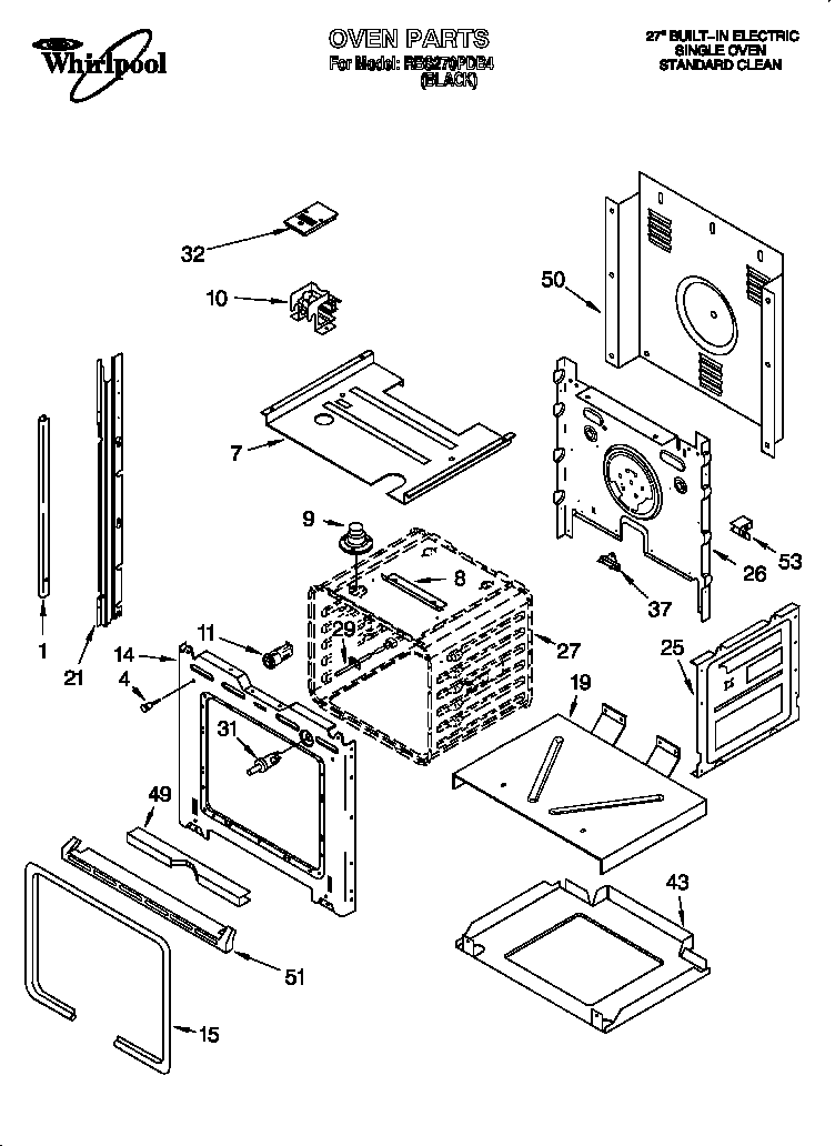 Whirlpool RBS270PDB4 oven diagram