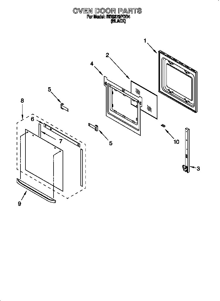 Whirlpool RBS270PDB4 oven door diagram