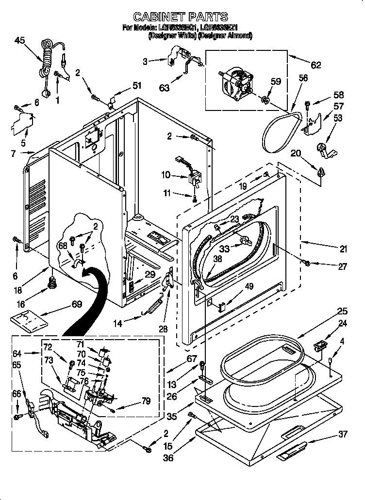 Whirlpool LGR5636EZ1 cabinet diagram