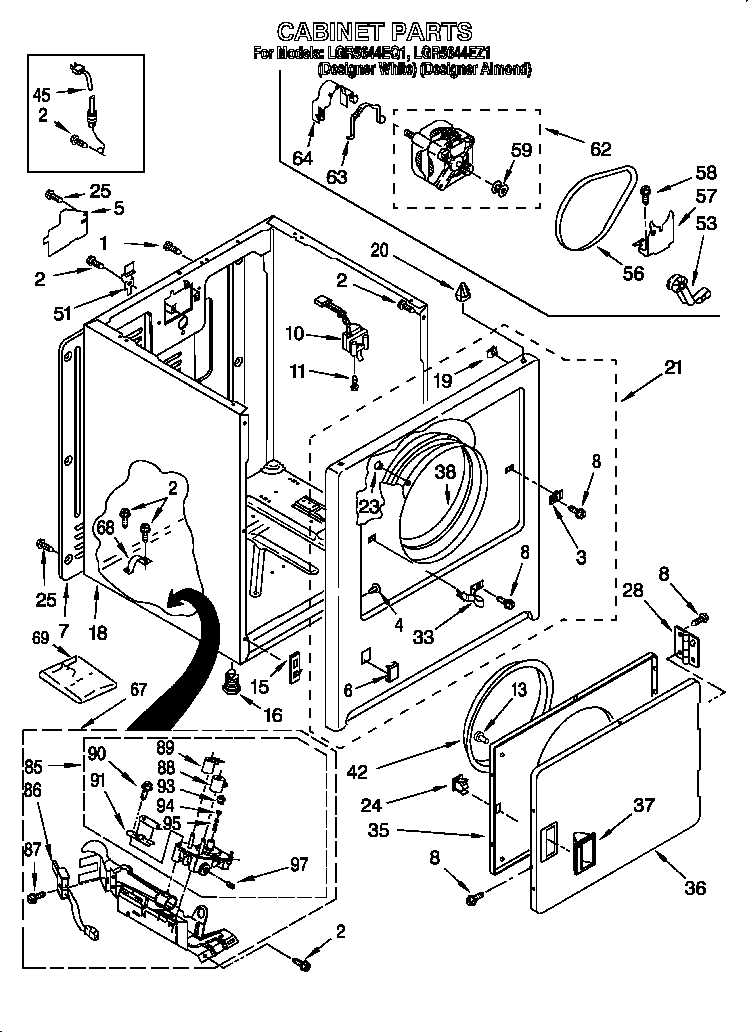 Whirlpool LGR5644EQ1 cabinet diagram
