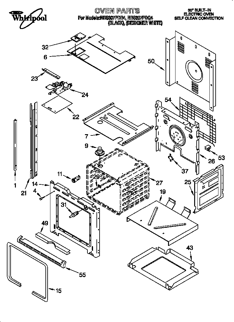 Whirlpool RBS307PDQ4 oven diagram