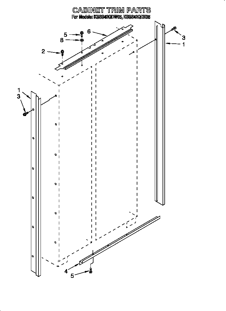 KitchenAid KSSS42QDW05 cabinet trim diagram