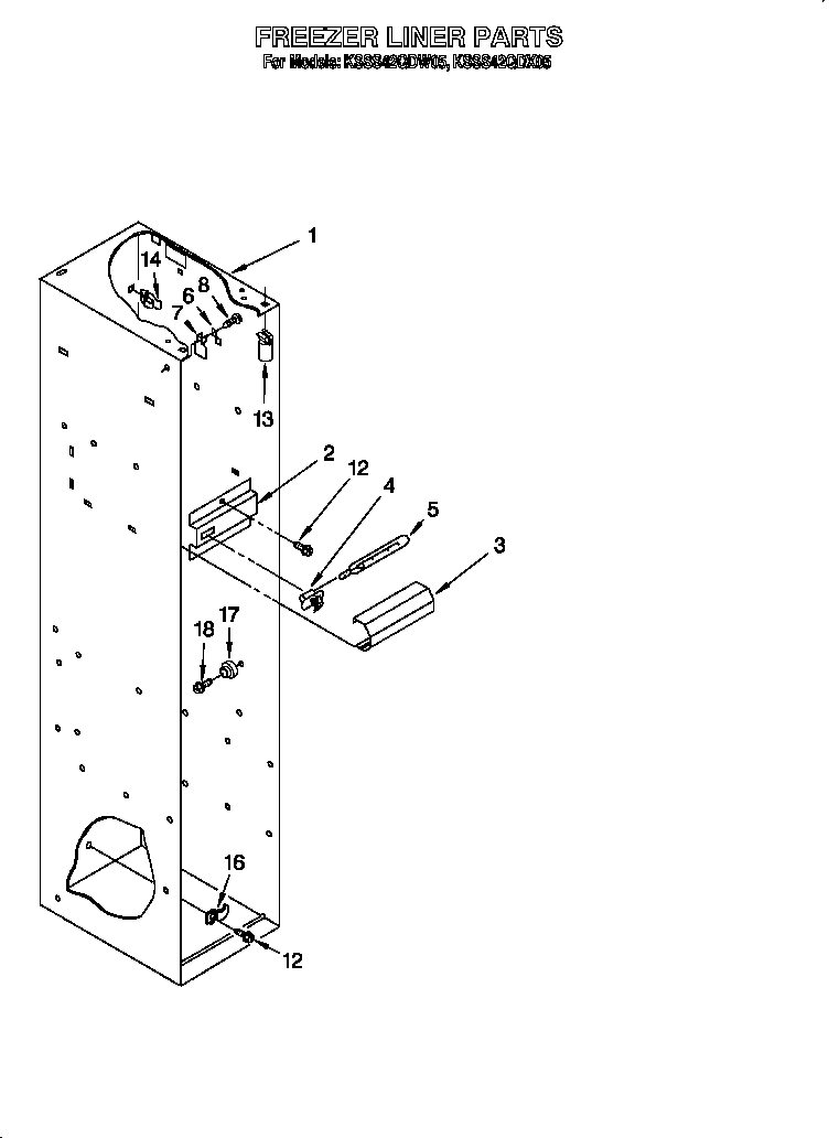 KitchenAid KSSS42QDW05 freezer liner diagram