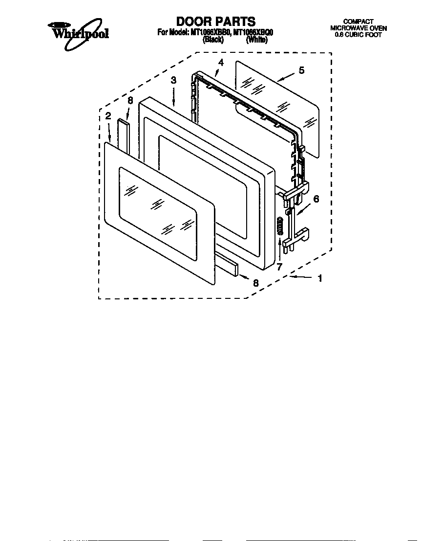 Whirlpool MT1066XBB0 door diagram