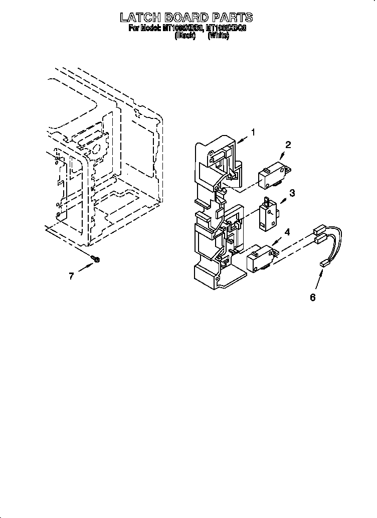 Whirlpool MT1066XBB0 latch board diagram