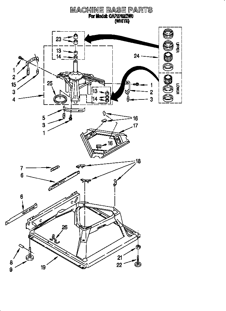 Whirlpool CAP2762EW0 machine base diagram