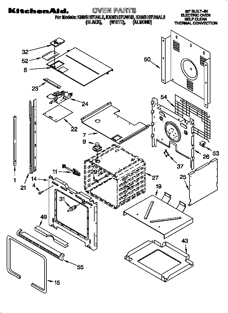 KitchenAid KEBS107DWH2 oven diagram