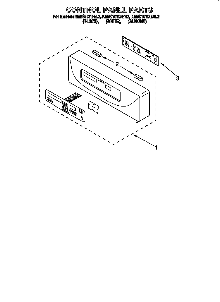 KitchenAid KEBS107DWH2 control panel diagram