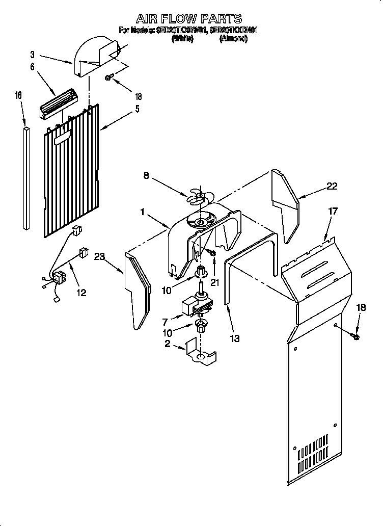 Whirlpool 9ED20TKXDW01 air flow diagram