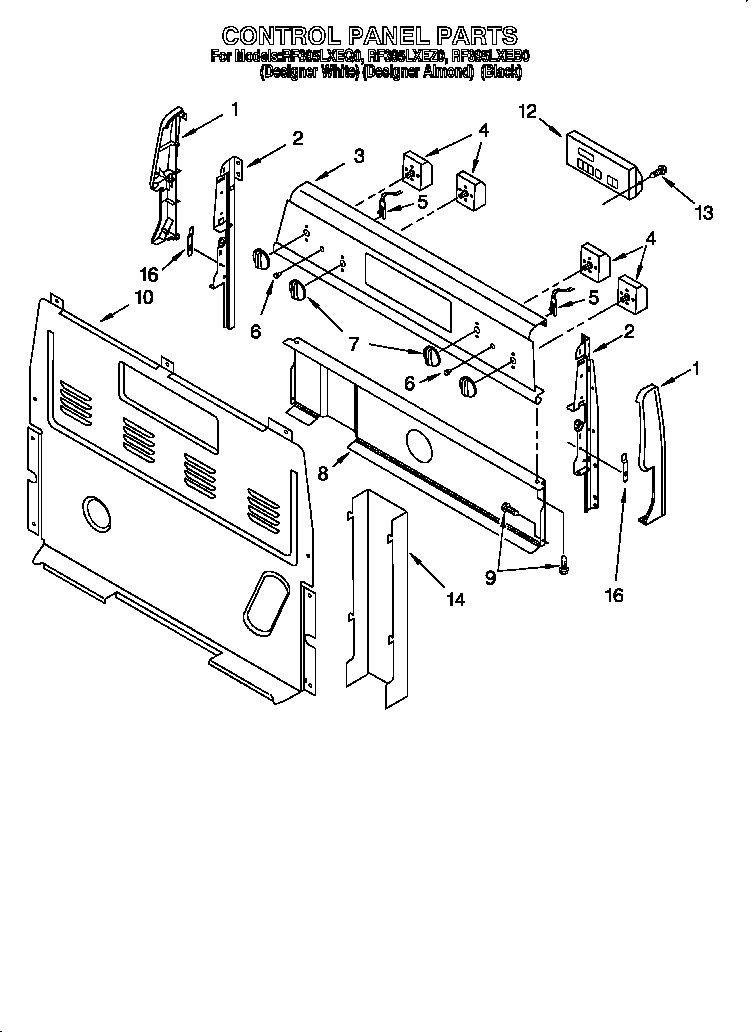 Whirlpool RF395LXEZ0 control panel diagram