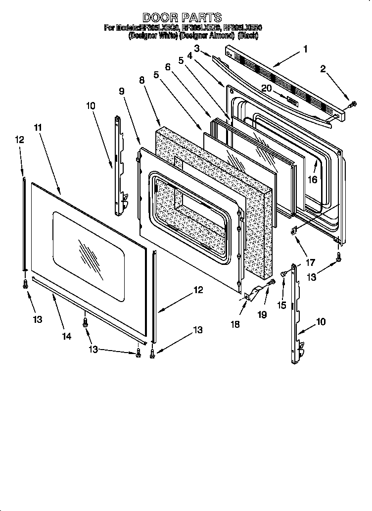 Whirlpool RF395LXEZ0 door diagram