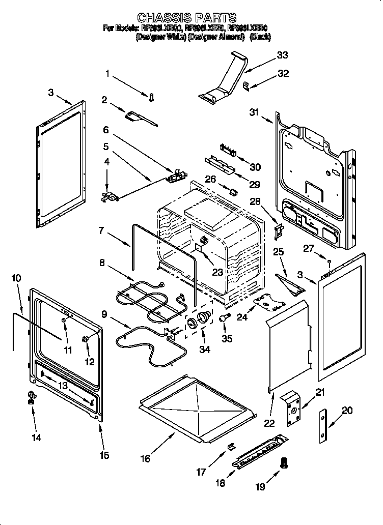 Whirlpool RF396LXEZ0 chassis diagram