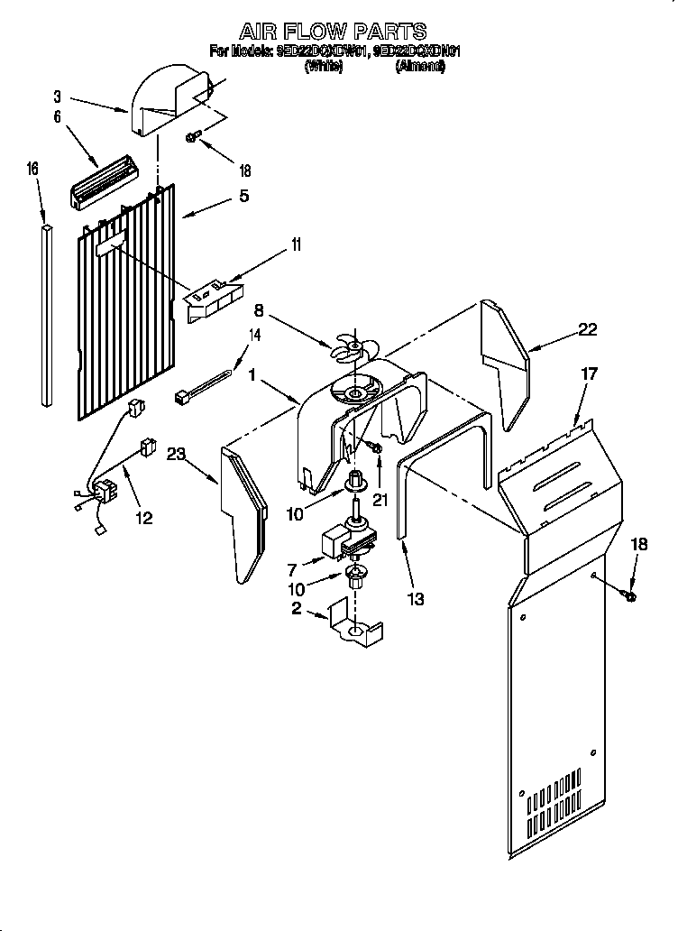 Whirlpool 9ED22DQXDW01 air flow diagram