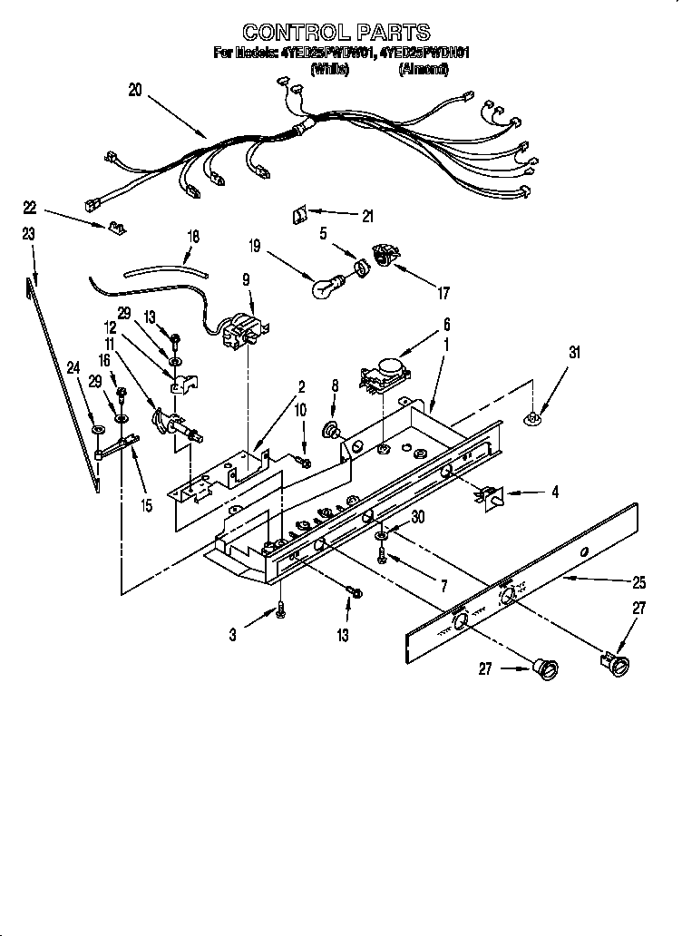 Whirlpool 4YED25PWDW01 control diagram