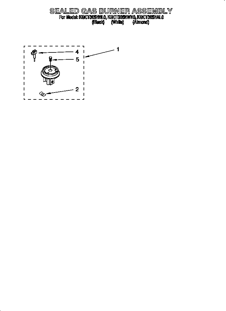 KitchenAid KGCT305EWH0 sealed gas burner asm diagram